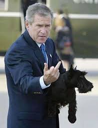 Bush giving finger